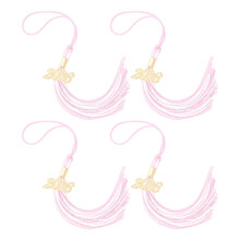 Polyester Graduation Cap Tassels 2026 Year Mark-Pink White 4PCS
