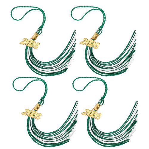 2026 Graduation Year Tassels With Polyester-Green White 4PCS