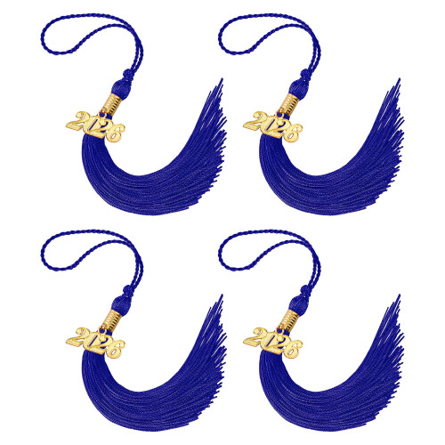 2026 Year Emblems Graduation Tassels For Cap-Blue 4PCS