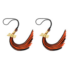 2026 Embroidered Tassels For Graduation Cap-Black Red 2PCS