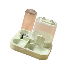 Pet Food Water Dispenser Double Bowl Set For Medium Sized-Green