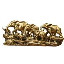 Elephant Figurine Statue Elephant Family Frgurines-Gold