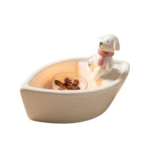 Ceramic Candle Vessel Dog Figure Ship Shape Candle Stand-1