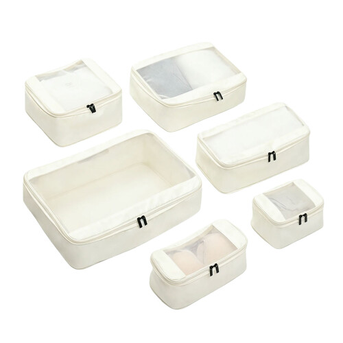 6 Piece Portable Bag System With Separate Sections For-White