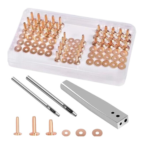 Leather Rivets Set Heavy Duty Metal Studs Rivets-Brushed light