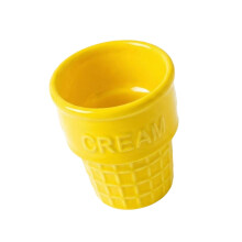 Dessert Bowl Sweet Cone Shape Ceramic Cup Ideal For Ice-Yellow
