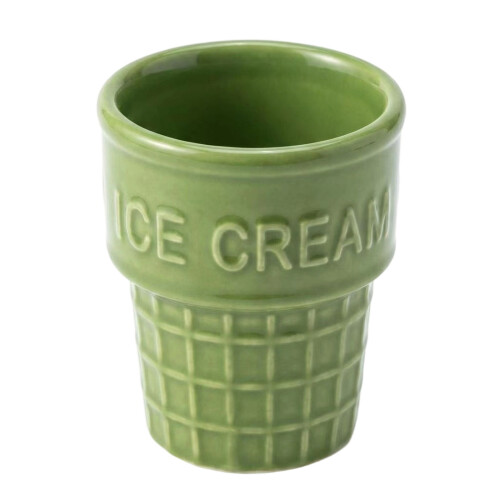 Ice Cream Cone Shape Ceramic Cup Sundae Dessert-Light Green