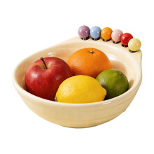 Stainless Steel Fork Fruit Bowl Large Capacity Serving-White