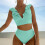 Dames bikini met hoge taille, buikversiering, badmode met-Roze M 7