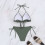 Dames 2-delig badpak Halter String Bikini Verstelbaar-Rode M 2