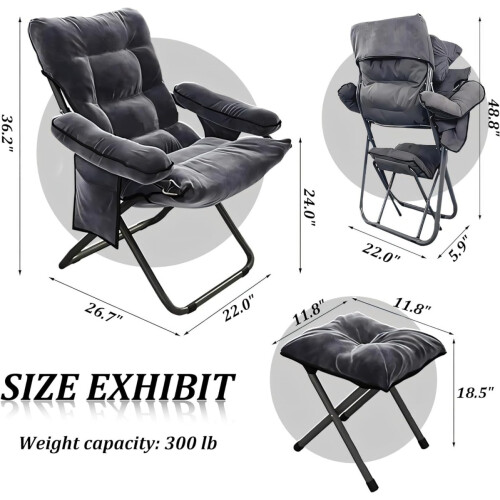 Moderner Lounge-Sessel mit Hocker und Seitentasche 1
