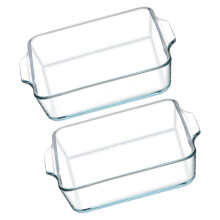 Plat de cuisson en verre résistant à la chaleur, 2 pièces,-1,3L