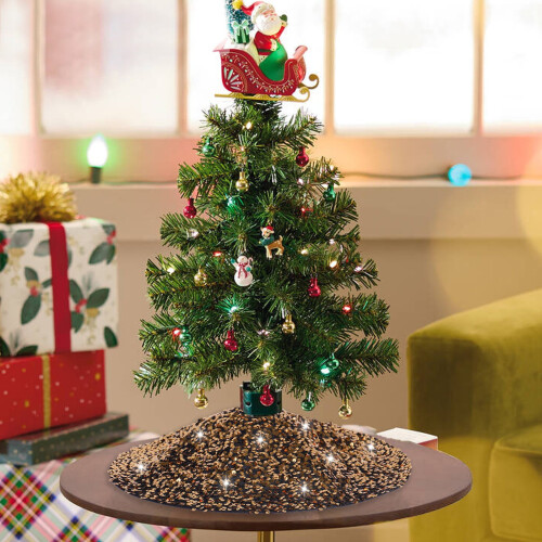Witte kerstboomrok met hulstmotief, 45 cm 1