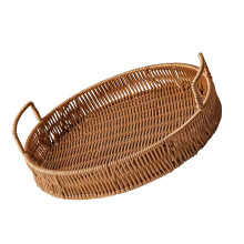 Round Rattan Styles Fruit Tray With Handles For Kitchen-3