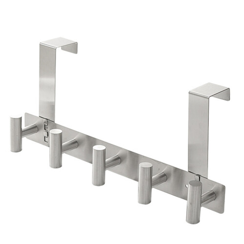 Modern Curved T Bar Door Hook With Nonslip Padding Holds-Silver
