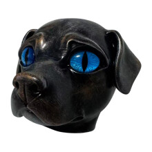 Zwarte hond beeldje hars hond hoofd standbeeld-blauwe ogen
