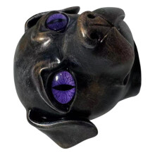 Black Dog Figurine Resin Dog Head Statue Marble-Lavender eyes