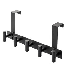 Moderne dunne profiel-bovendeurhangerset met 5 haken met-Zwart
