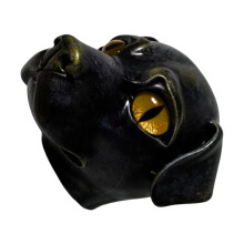 Sculptures élégantes en pierre de chien noir,-les yeux jaunes