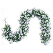 Plante de feuilles artificielles réalistes avec fleur en-Blanc