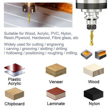 10Pcs Precise CNC Router Bits, Carbide Nose End Mills, 1/8inch Shank, 2-Flute Spiral for Diverse Material Cutting