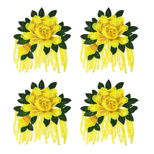 Polyester Sewing Patches With Floral Designs For-Yellow