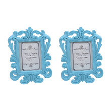 2 Piece Small Photo Frame Victorian Resin Picture-light blue