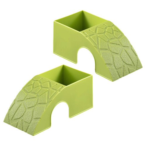 2Pcs Reptiles Hideouts Place Basking Tunnel Cave-Fruit green
