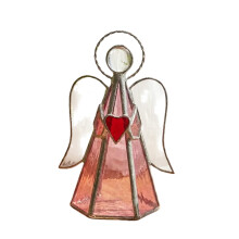 Artistic Acrylic Angel Figurine Colorful Tealight Candle-Pink