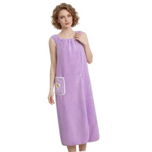 Warm And Corals Fleece Bath Towel For Women Wrap Styles-Purple