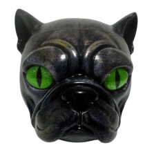 Elegant Resins Pugs Dog Head Statue Handcrafted Home-green eyes