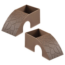 2Pcs Small Animal Hideouts Cave House for Terrarium-Dark Brown