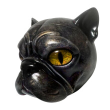Black Pugs Dog Head Sculpture Premium Resins-yellow eyes