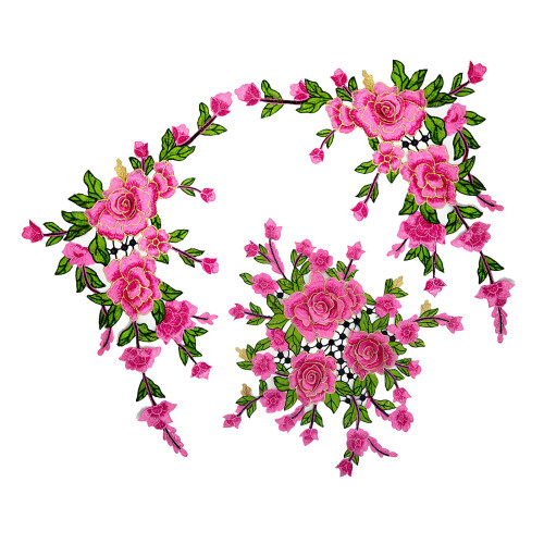 Waschbare bestickte Applikationen aus Polyester zum-Rosa