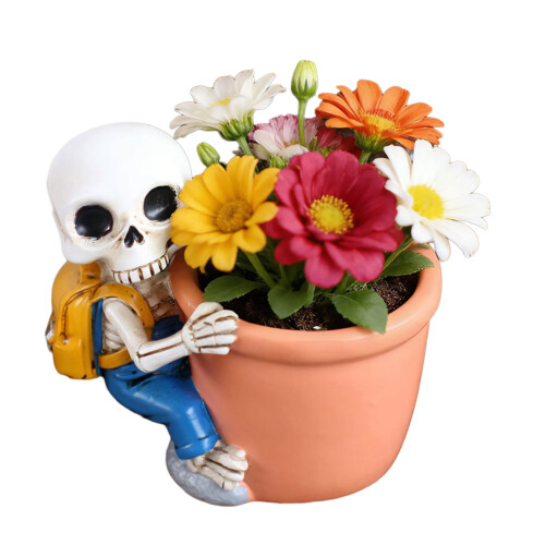 Creative Halloween Themed Resins Planter Skull Shape Head