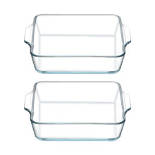 2-teilige hitzebeständige Glas-Backform mit klarem Design,-0,8L
