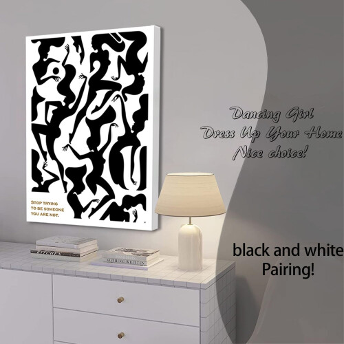 Conjunto de telas artísticas abstratas com mulher em preto e branco, 40,6 x 61 cm (16 x 24 polegadas) 2