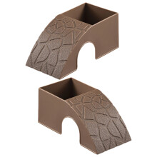 2Pcs Reptilien Shelter Tunnel Haus Mit Rampe-Dunkelbraun