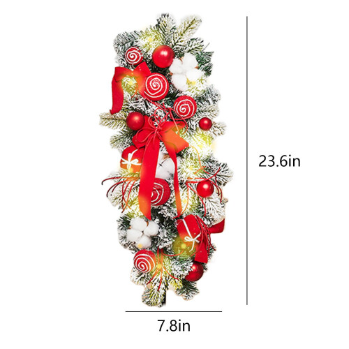 Pre-lit Red Christmas Swag Wreath 50cm 2