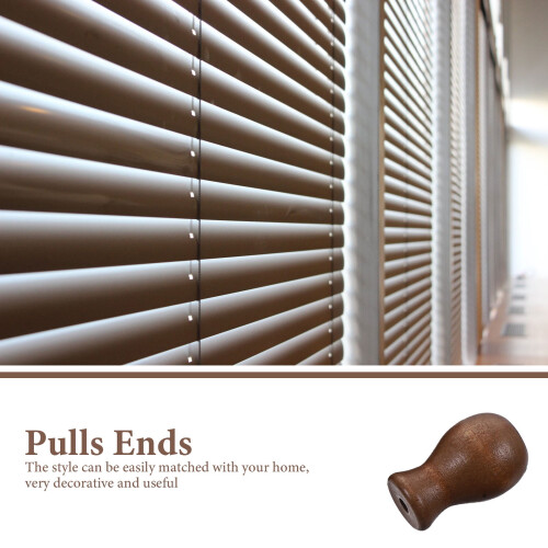 6 Wooden Blind Cord Knobs Brown 3x2x2cm 1
