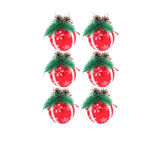 Christmas Ball Ornaments Flocked Suede 6PCS 1
