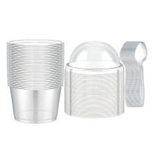 Pack Of 50 Clear Plastic Dessert Cups With Lids And Spoons For