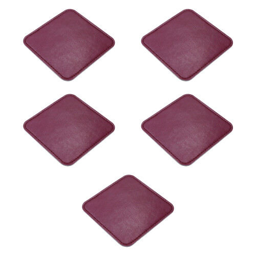 Practical PU Leather Drink Coasters Heat Proof And-Burgundy