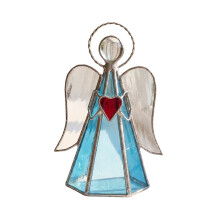 Multicolored Acrylic Angel Statue Ornament Tealight Candle-Blue