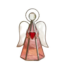 Colorful Angel Statue Tealight Votive Candle Display-Pink