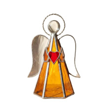 Colorful Clear Acrylic Angel Statue Tealight Candle-Yellow
