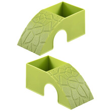 2Pieces Terrarium Decoration Basking Cave House for-Fruit green