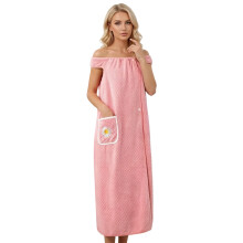 Womens Winter Bath Towel Corals Fleece Fabric Soft And-Pink