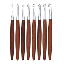 8 stuks Houten Handvat Haaknaald met Opbergdoos Ergonomische
