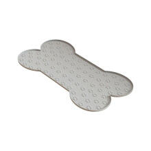 Bone Shape Pet Meal Mat Soft Quick Drying Food Bowl-Light Grey